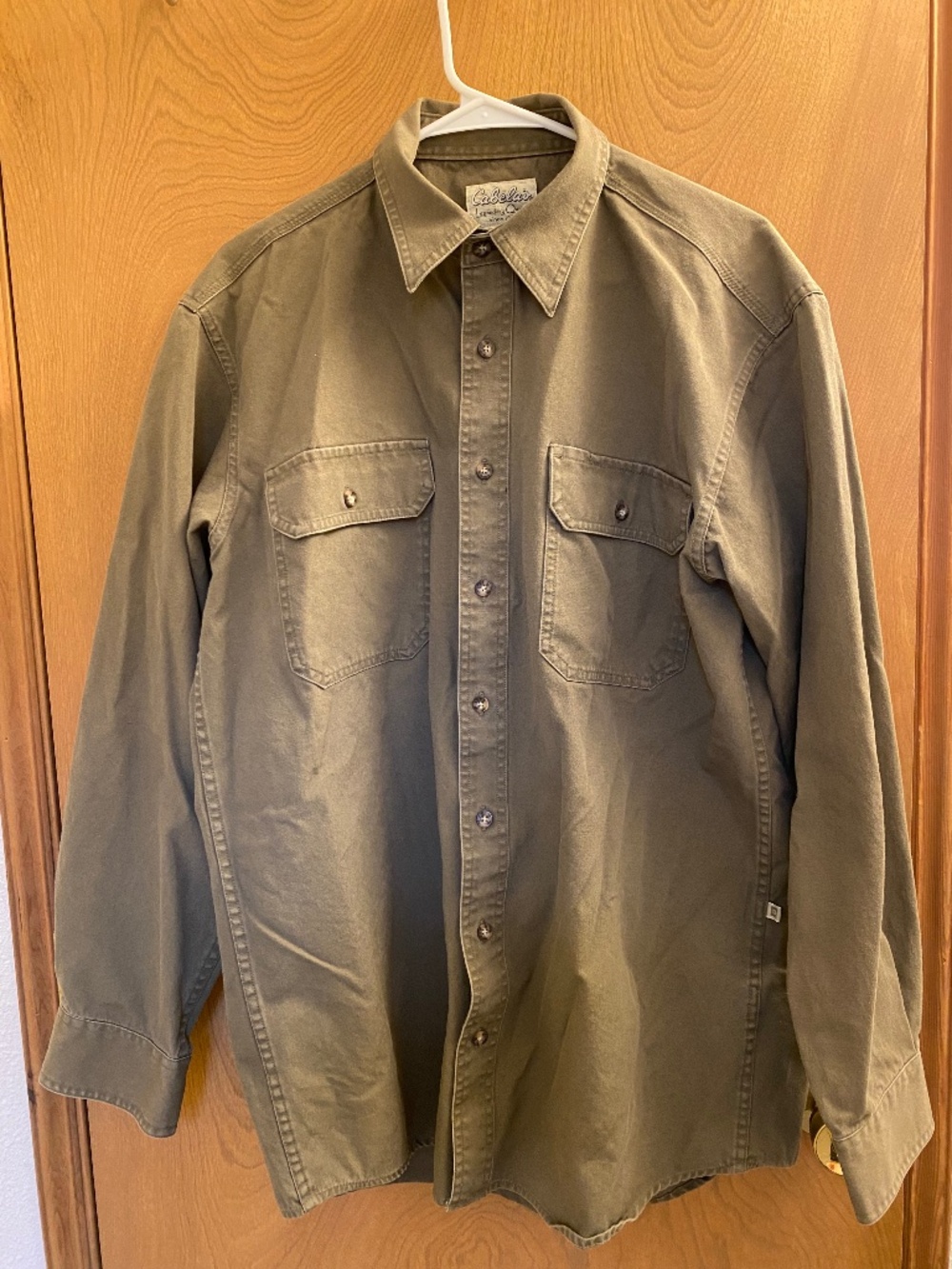 Cabela's mens outdoor field shirt medium tall  light olive green